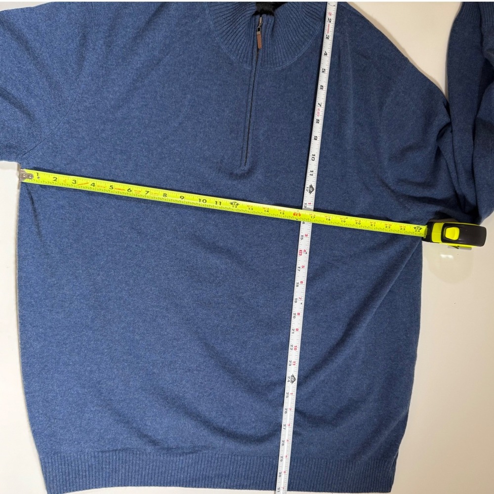 John W Nordstrom Men's XXL Tall Cashmere Quarter Zip Sweater Blue Heather - Picture 6 of 6